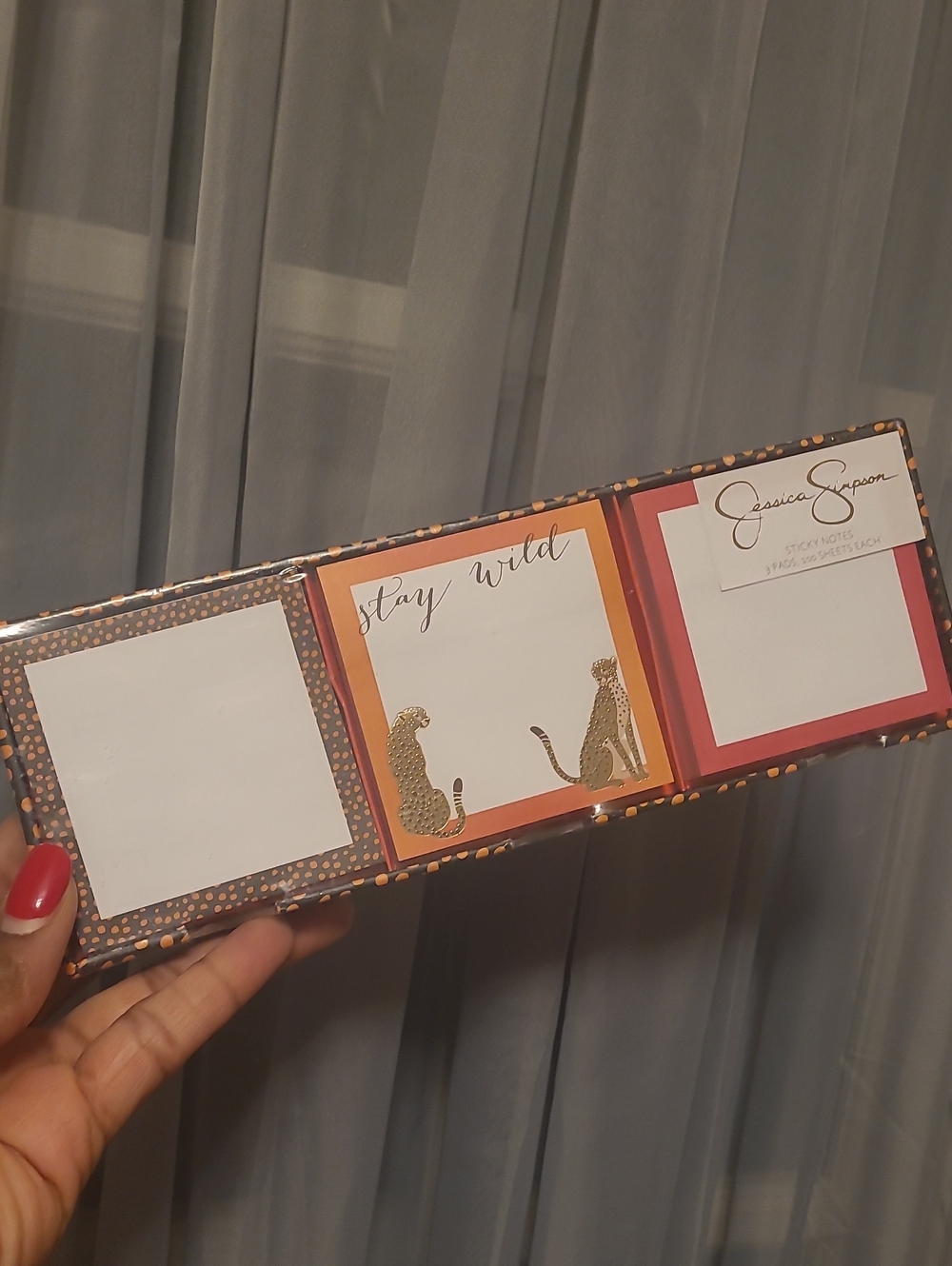 Jessica Simpson Stay Wild Leopard Sticky Note Set - Orange/Red